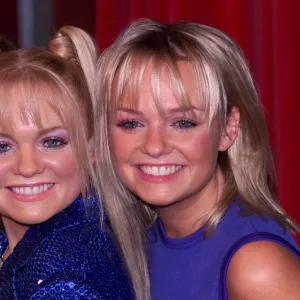 Emma Bunton December 1999 of the Spice Girl with her waxwork in Madam Tussards