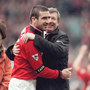 Eric Cantona and Alex Ferguson Chelsea v Manchester United FA Cup Football 31st March