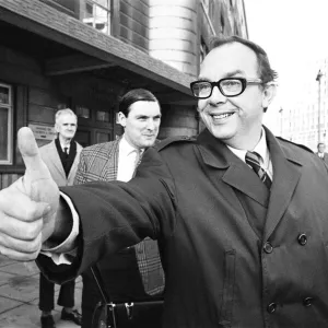 Eric Morecambe leaves hospital for home, November 1968. Comedian Eric Morecambe