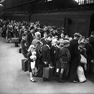 Evacuees leaving Euston for the country July 1944 during WW2