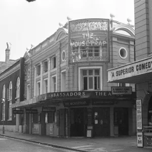 Exterior view of the Ambassadors Theatre in West Street, London Circa 1971