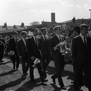 FA Cup Final 1964 West Ham team parade the FA Cup around Upton Park after taking it