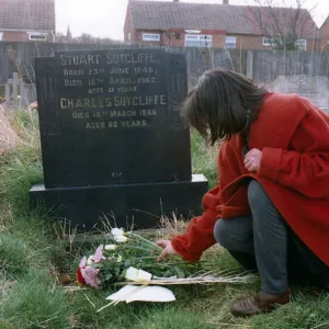 The final resting place of former Beatle Stuart Sutcliffe, Huyton Parish Church Cemetery