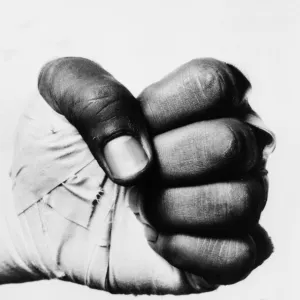 The fist of George Foreman pictured for an article during the run up to The Rumble in