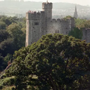 Flag at half-mast over Cardiff Castle. 8th September 1997