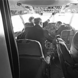 The flight crew of a BOAC VC10 make preparations for landing at Khartoum airport