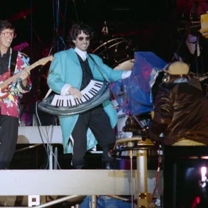 French composer and performer Jean Michel Jarre seen here on stage during his