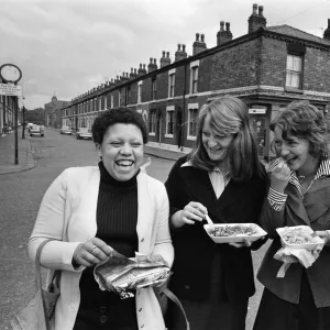 General views of people in Salford, Manchester, 16th July 1974