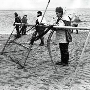 The haaf-net fisherman of Solway firth, at their nets, started fishing on the first day