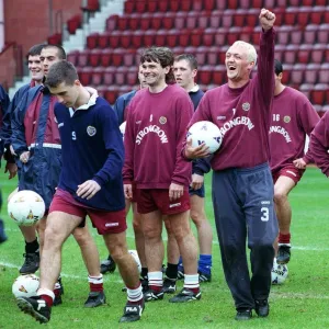 Heart of Midlothian footballers during a training session ahead of their Scottish Cup