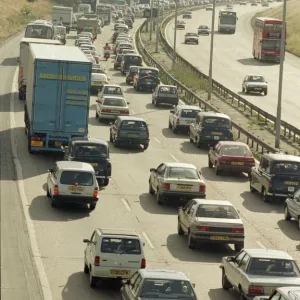 Heavy traffic on the M4 coming into London. 28th June 1989