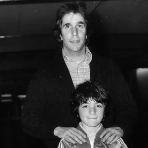 Henry Winkler film actor with son Jed Winkler, April 1981