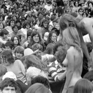 Hippies: Nudism: Nudes in Hyde Park. The girl and her boyfriend who stripped naked