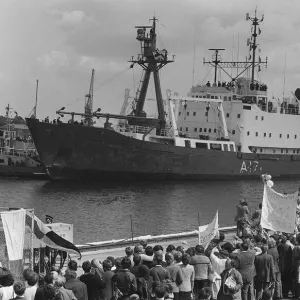 HMS Endurance docking in Chatham Naval Base after returning from the South Atlantic