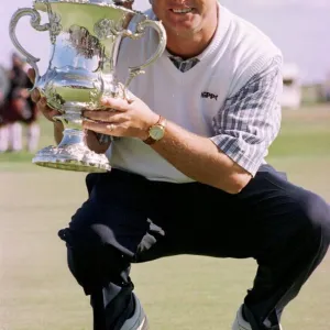 Ian Woosnam Welshman holds the trophy after winning the Scottish Open Golf title at