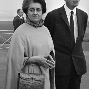 Indian Prime Minister Mrs Indira Gandhi seen here being greeted by Foreign Secretary Sir