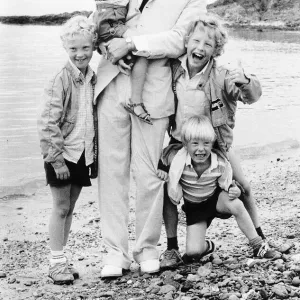 James Fox Actor with his children in Anglesey North Wales September 1983