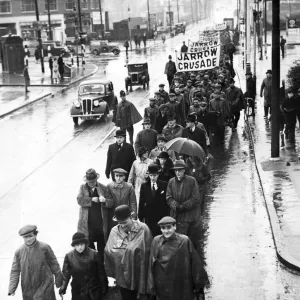 The Jarrow March. The marchers left Jarrow on 5th October 1936