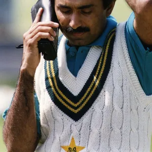 Javed Miandad Pakistan Cricket Captain On The Phone Before The Match Dbase