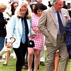 Jilly Cooper writer and Leo Cooper arrive at the Alfred Dunhill Queens Cup Polo