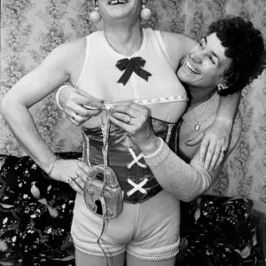 John Inman gets fitted for his role in Mother Goose at the Empire Theatre, Liverpool