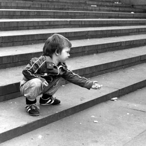 John Milller feeding a pigeon in Trafalger Square. September 30th 1983