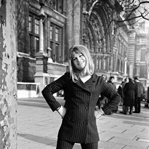 Julie Christie on location outside the Victoria and Albert Museum in South Kensington