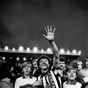 Kevin Keegan on the pitch at his final appearance for Newcastle United against Liverpool