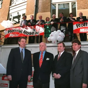 Labour Leader Tony Blair with Colin Myler John Prescott Richard Wilson who launched