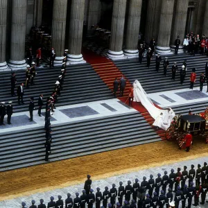 Lady Diana Spencer, soon to be Princess Diana, arrives at St Paul