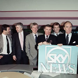 The launch of Sky TV. Attendees, including Andrew Neil, Rupert Murdoch, Kay Burley