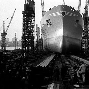 The launch of the Stolt Lion tanker at Hebburn on the 16th October, 1970