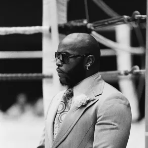 Lawrence Tureaud aka MR T watches over Leon Spinks as he trains for his second fight with