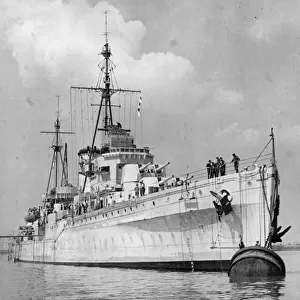 Leander-class light cruiser HMS Ajax which served with the Royal Navy during World War II