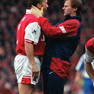 Lee Dixon Arsenal Player with Gary Lewin 1997 Dixon with Physiotherapist Gary Lewin