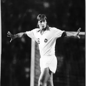 Legendary footballer Johann Cruyff of Holland at Stamford Bridge holding the Line