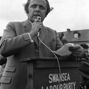 Leo Abse speaking at an anti German troops demonstration in Swansea, Wales