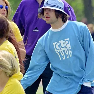 Liam Gallagher - May 1996 Liam Gallagher on the sidelines at Brit Pop rivals