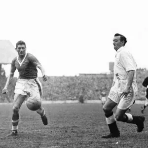 looks to get a shot on goal - 28th April 1956