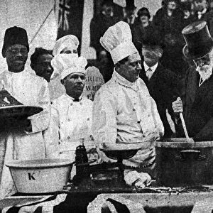 Lord Meath, Reginald Brabazon, 12th Earl of Meath pictured stirring ingredients for