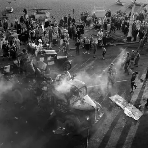 Lorry Battle. Students rag afternoon. A battle of flour and soot on Marine Parade