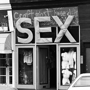 Malcolm McLarens shop sex on The Kings Road. 5th December 1976
