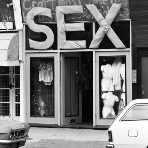 Malcolm McLarens shop sex on The Kings Road. 5th December 1976