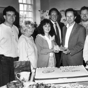 Managers and executives of the laura Ashley textiles factory in car no, Powys