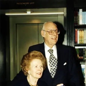 Margaret Thatcher and husband Denis Thatcher June 1995 at the Signing of her new book The