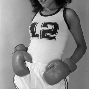 Marion Conteh 1974 sister of boxer John Conteh gloves Afro hair