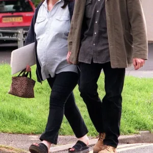 Mark Jordan actor in the TV Prog Heartbeat with his heavily pregnant wife Siobhan