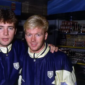 Maurice Johnston at airport with Ally McCoist June 1988