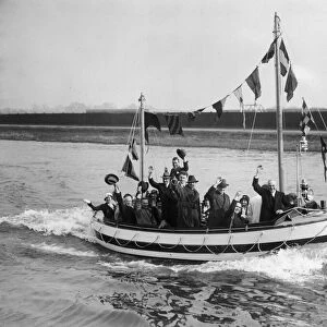 Members of the Worthing Rescue Committee take a trip on the Thames after the launching