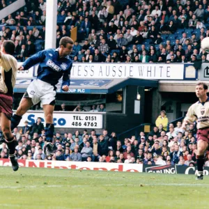 Michael Branch of Everton in action against West Ham. Everton 2 - 1 West Ham